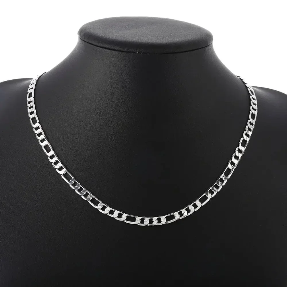 Awesome 22 Inch Figaro Chain 6mm Wide, Stamped 925 Solid Sterling Silver - Picture 4 of 7